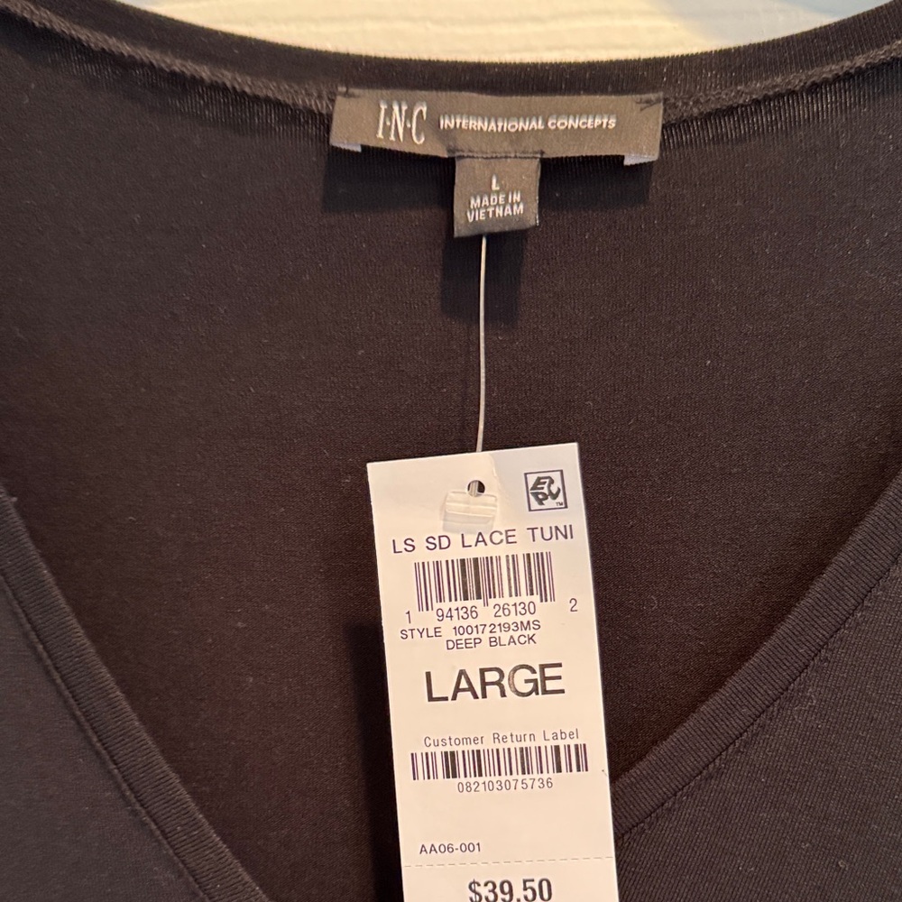 INC International Concepts Black Lace Tunic